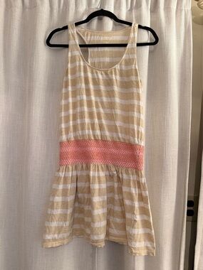 Lilly Pulitzer Tideline racerback tank dress in cream and white and pink size M